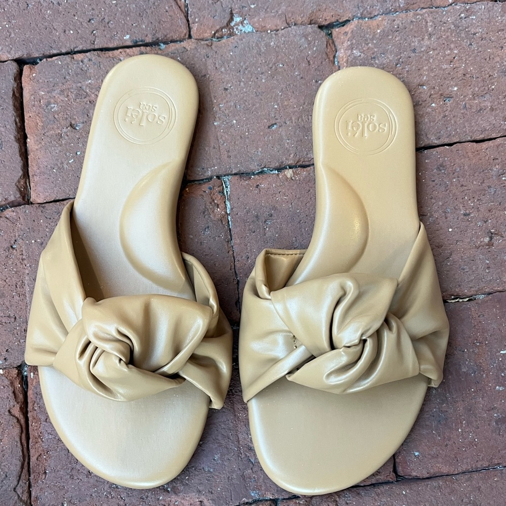 Sole Society Women's Knot Slide Sandals - Beige